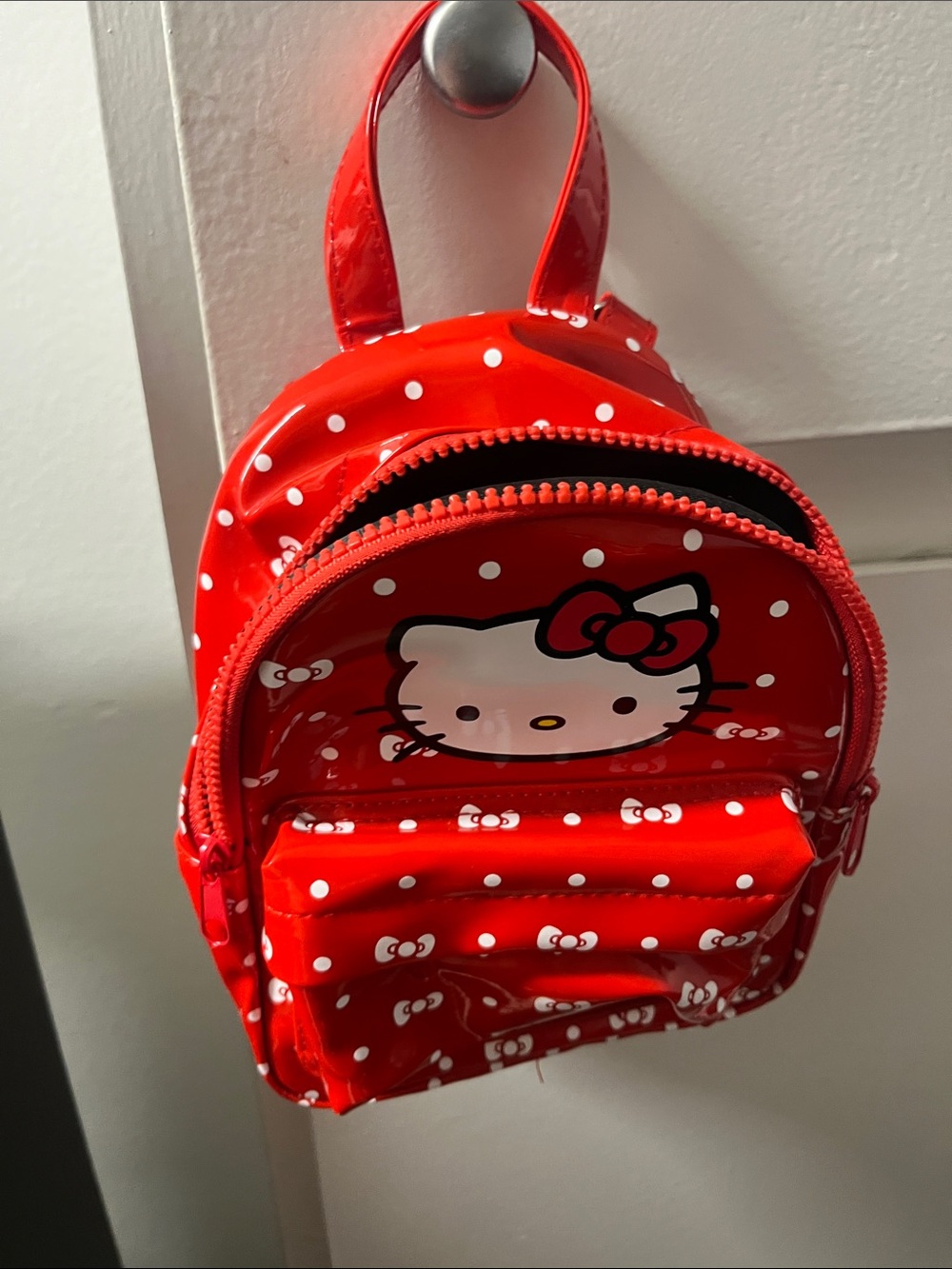Hello Kitty Red Polka Dot Mini Backpack with Bow Graphic